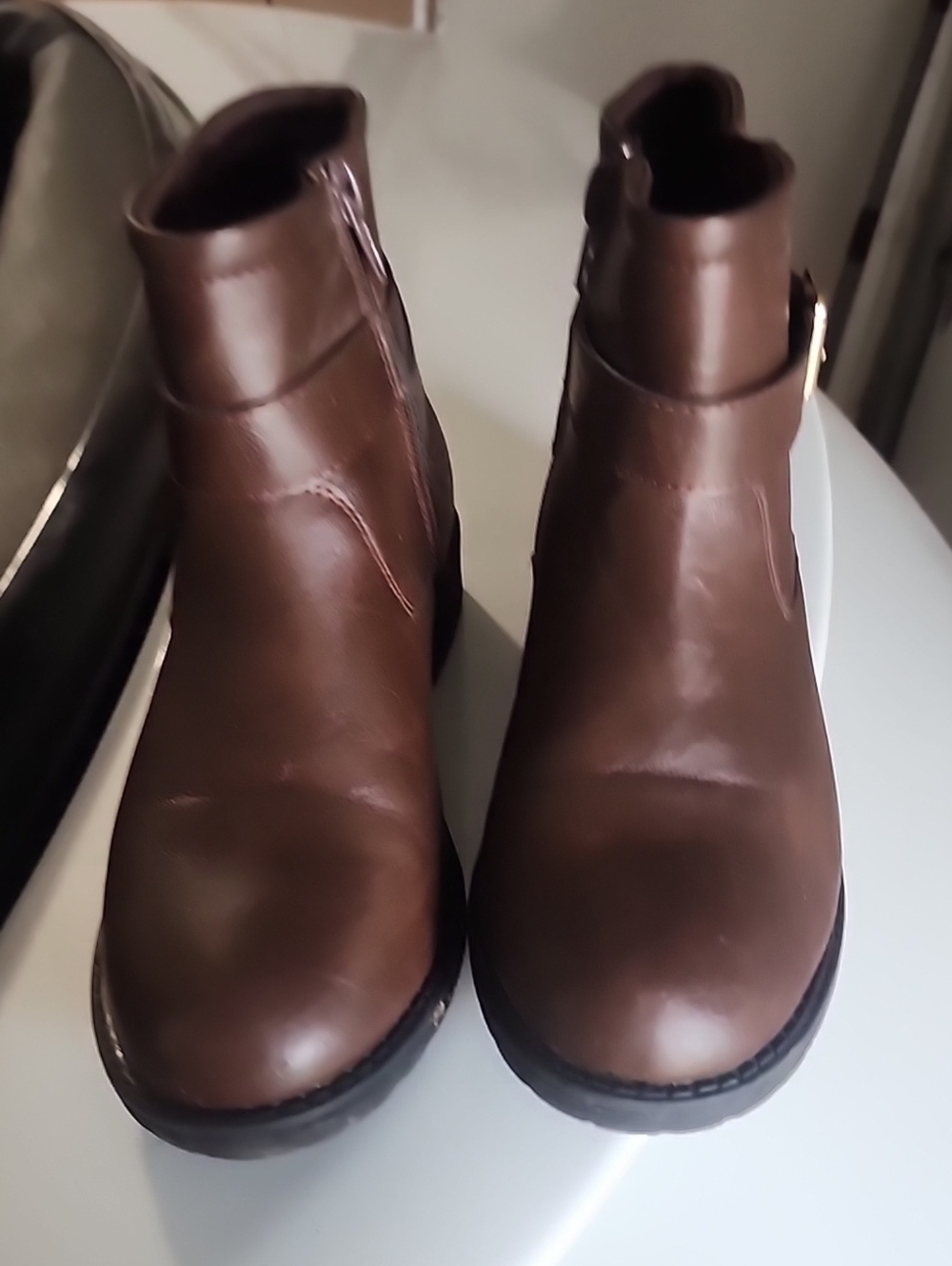 Classic Brown Women's Ankle Boots - Casual Leatherette Booties